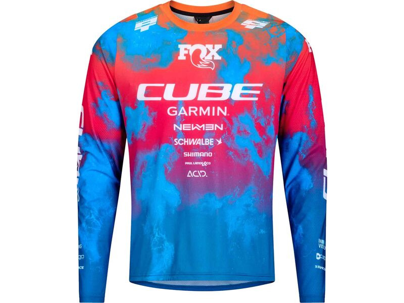 CUBE Mtb Jersey X Actionteam L/s Blue/pink/orange click to zoom image