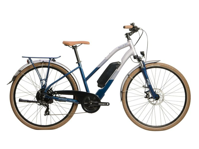 RALEIGH Array Open Electric Hybrid Bike Silver/Blue click to zoom image