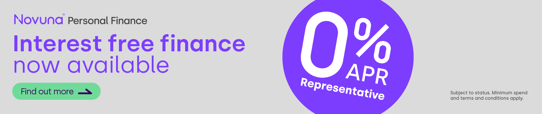 Novuna Interest free finance now available